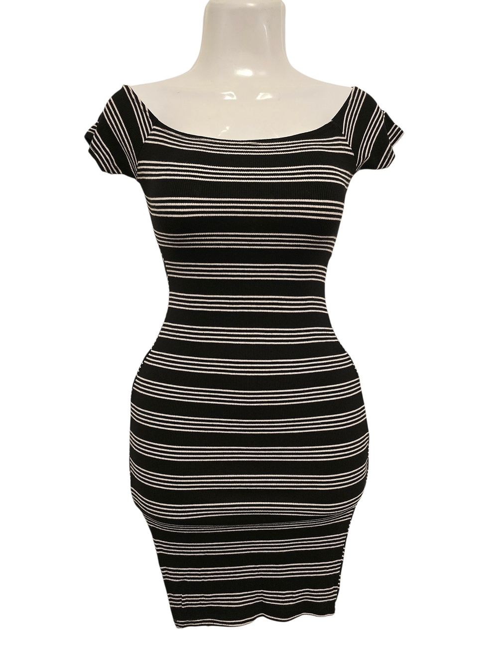 DNA Couture - Striped Off-Shoulder Dress